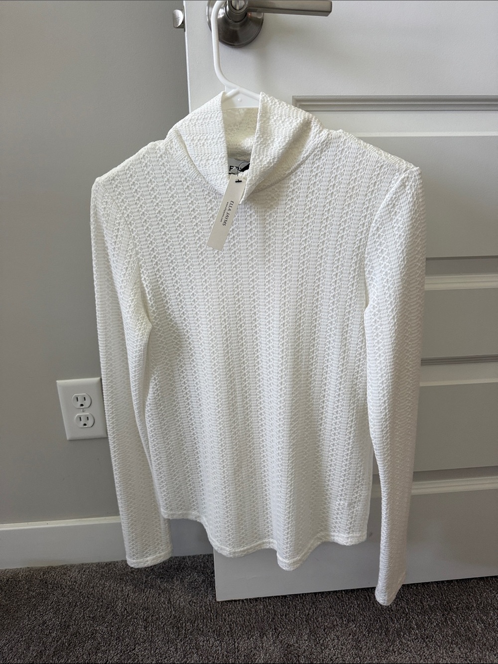 FRNCH White Textured Cowl Neck Sweater